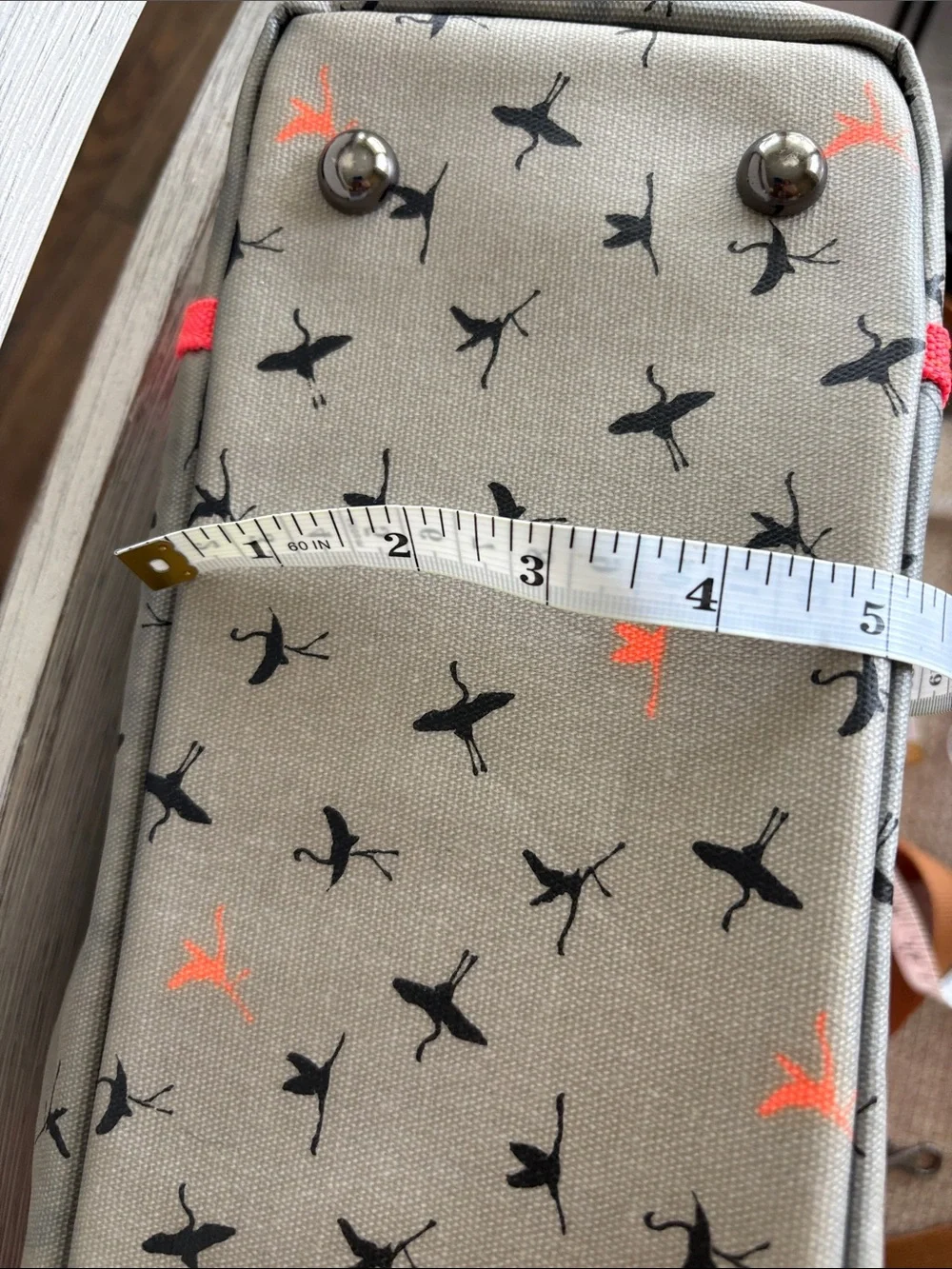 Kavu Tote Bag in Tan with Brown Straps and Coral Accents